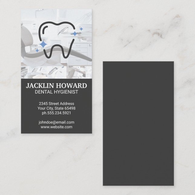 Symbol für Sparkle Tooth | Zahnarztbüro Visitenkarte (Vorne/Hinten)
