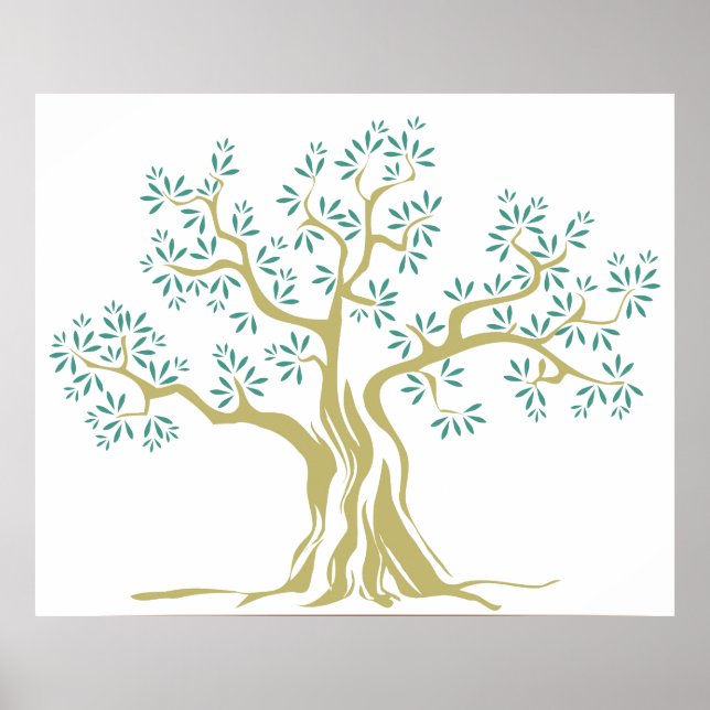 Symbol für Vintage Olivenbaum-Silhouette Poster (Vorne)