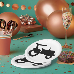 Symbol für Vintage Zugmaschine, Silhouette Pappteller