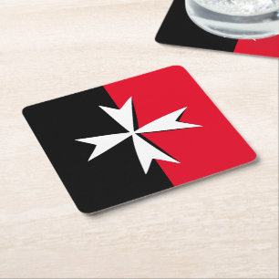 Symbol für weißes Malteserkreuz und Malta / Ritter Rechteckiger Pappuntersetzer