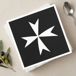 Symbol für weißes Malteserkreuz und Malta / Ritter Serviette
