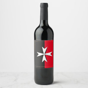 Symbol für weißes Malteserkreuz und Malta / Ritter Weinetikett