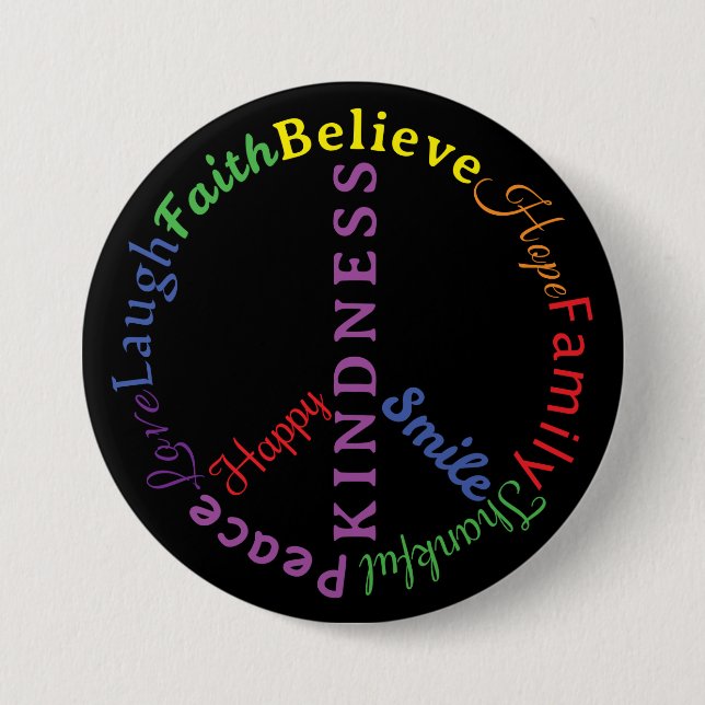 Symbol für Worte des Kindness-Friedens Button (Vorderseite)