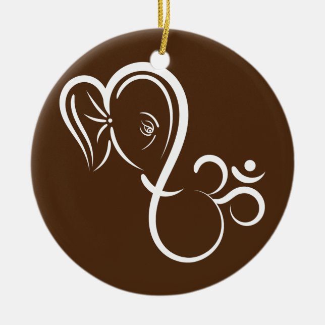 Symbol Ganesha Meditation Spiritual Calligraphy Keramik Ornament (Vorne)
