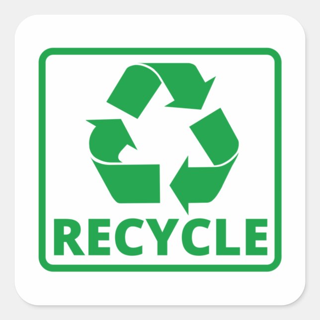Symbol gerecycelt quadratischer aufkleber (Vorderseite)