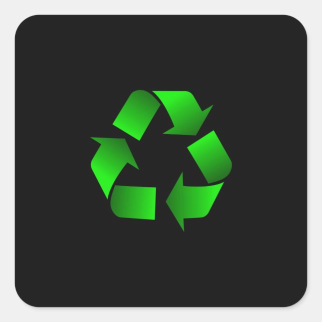 Symbol gerecycelt quadratischer aufkleber (Vorderseite)