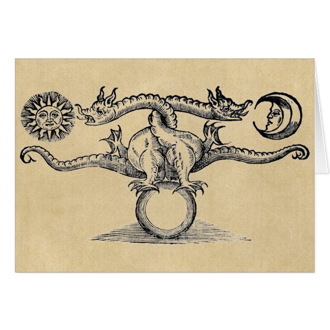 Symbol-Grußkarte für magische Drachen (Vorderseite (Horizontal))