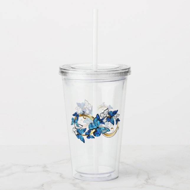 Symbol Infinity of Blue Morpho Butterflies Acryltrinkbecher (Vorderseite)