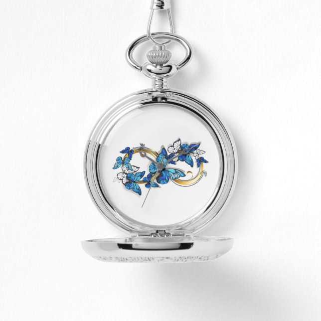 Symbol Infinity of Blue Morpho Butterflies Armbanduhr (Vorderseite)