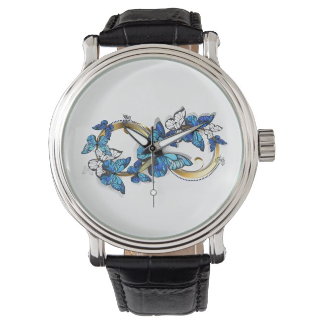 Symbol Infinity of Blue Morpho Butterflies Armbanduhr (Vorderseite)