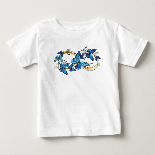 Symbol Infinity of Blue Morpho Butterflies Baby T-shirt (Vorderseite)