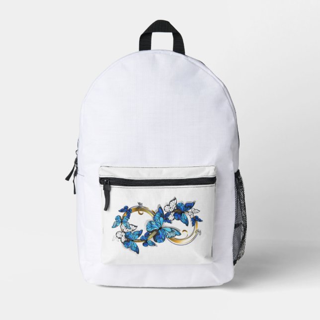 Symbol Infinity of Blue Morpho Butterflies Bedruckter Rucksack (Vorderseite)