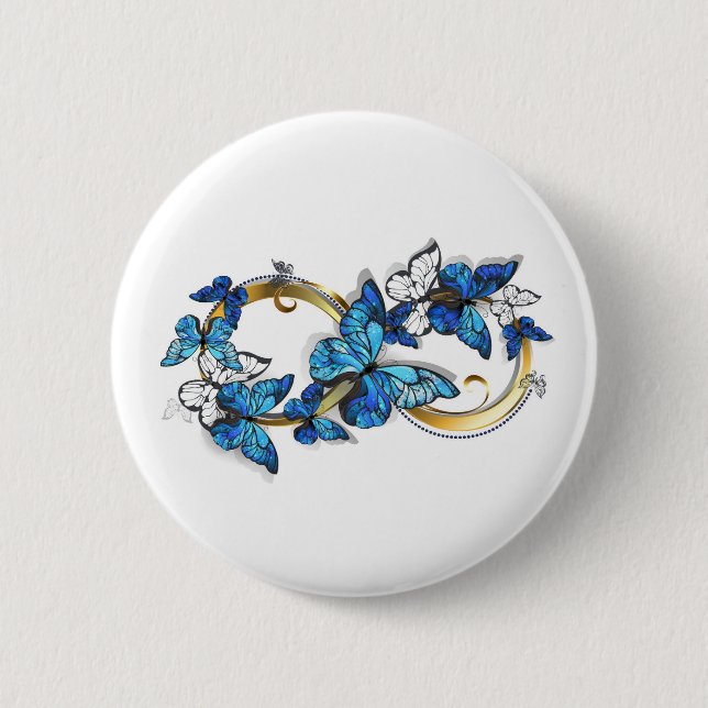 Symbol Infinity of Blue Morpho Butterflies Button (Vorderseite)
