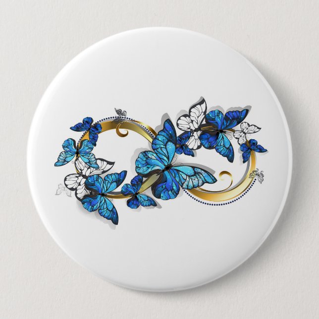 Symbol Infinity of Blue Morpho Butterflies Button (Vorderseite)