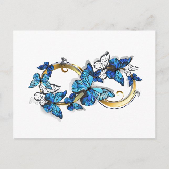 Symbol Infinity of Blue Morpho Butterflies Einladungspostkarte (Vorderseite)