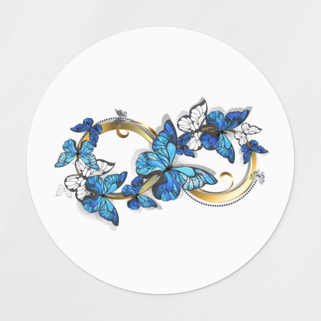 Symbol Infinity of Blue Morpho Butterflies Etiketten (Design 1)