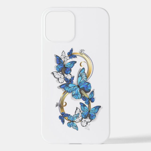 Symbol Infinity of Blue Morpho Butterflies iPhone 12 Hülle (Rückseite)