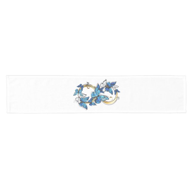Symbol Infinity of Blue Morpho Butterflies Kurzer Tischläufer (Horizontal)