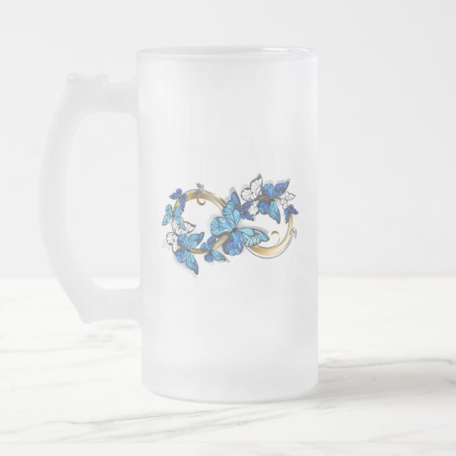 Symbol Infinity of Blue Morpho Butterflies Mattglas Bierglas (Links)