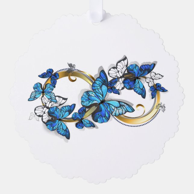 Symbol Infinity of Blue Morpho Butterflies Ornament Karte (Vorderseite)