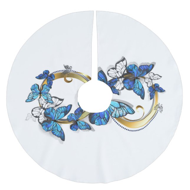Symbol Infinity of Blue Morpho Butterflies Polyester Weihnachtsbaumdecke (Vorderseite)