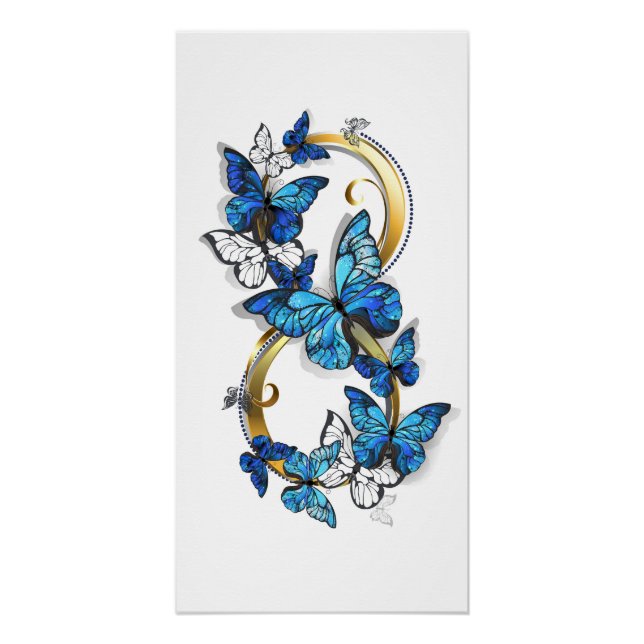 Symbol Infinity of Blue Morpho Butterflies Poster (Vorderseite)