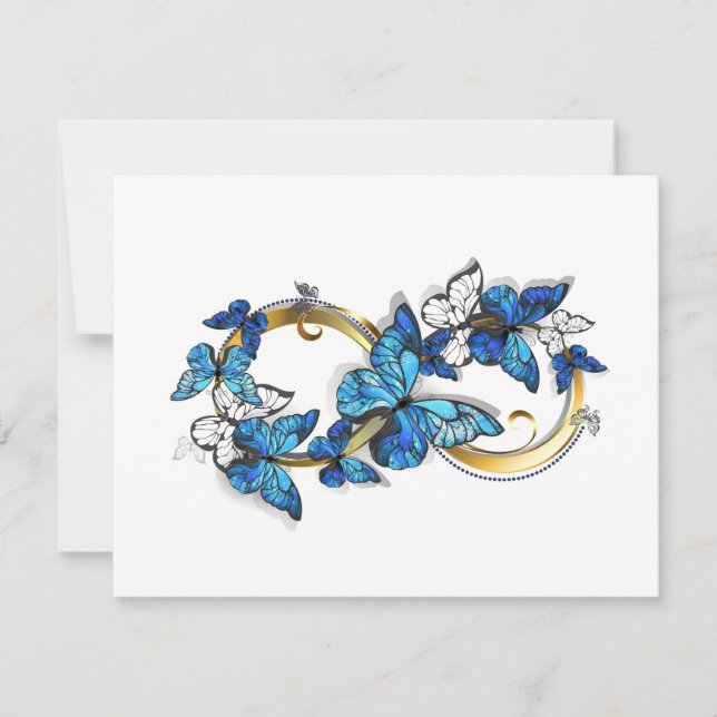 Symbol Infinity of Blue Morpho Butterflies RSVP Karte (Vorderseite)