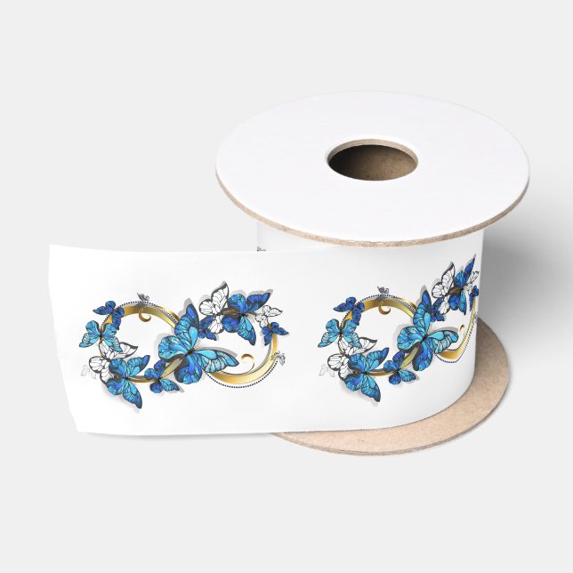 Symbol Infinity of Blue Morpho Butterflies Satinband (Spule)