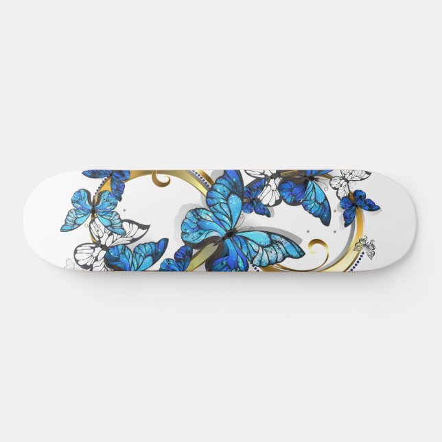 Symbol Infinity of Blue Morpho Butterflies Skateboard (Horizontal)