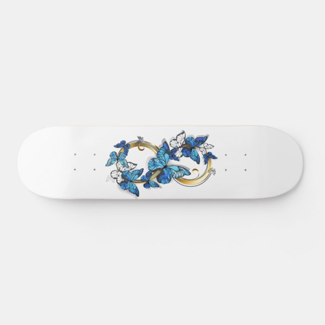 Symbol Infinity of Blue Morpho Butterflies Skateboard (Horizontal)