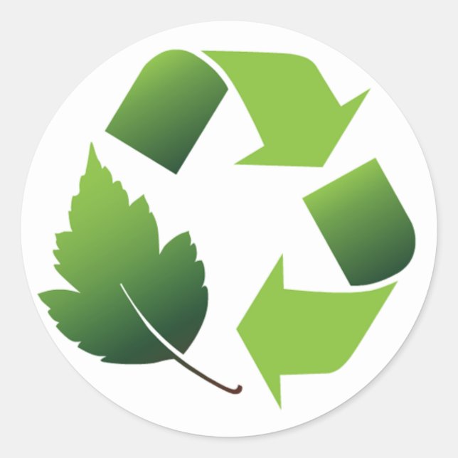 SYMBOL MIT LEAF gerecycelt Runder Aufkleber (Vorderseite)