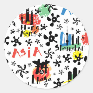 Symbol-Muster Asiens   Runder Aufkleber