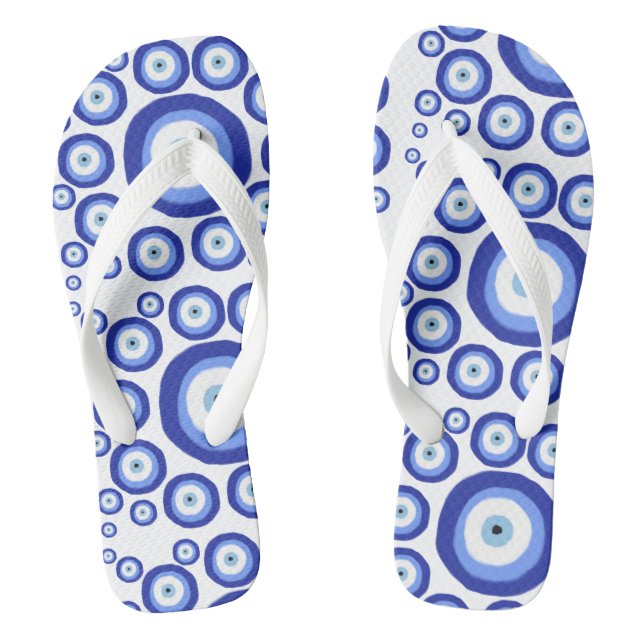 Symbol-Muster für griechisches Auge Viel Glück Flip Flops (Fußbett)