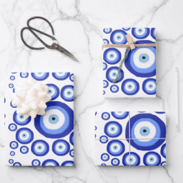 Symbol-Muster für griechisches Auge Viel Glück Geschenkpapier Set