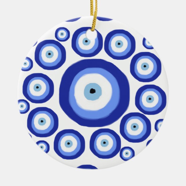 Symbol-Muster für griechisches Auge Viel Glück Keramik Ornament (Vorne)