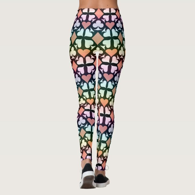 Symbol-Muster für mehrfarbiges Playing Card Leggings (Rückseite)