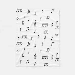 Symbol-Muster für schwarze und weiße Noten Fleecedecke