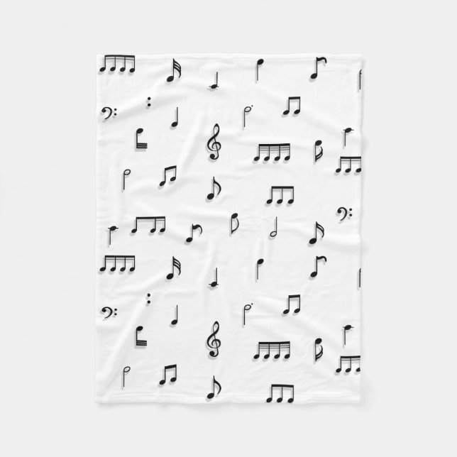 Symbol-Muster für schwarze und weiße Noten Fleecedecke (Vorderseite)