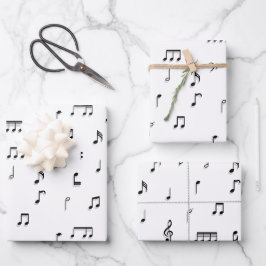 Symbol-Muster für schwarze und weiße Noten Geschenkpapier Set