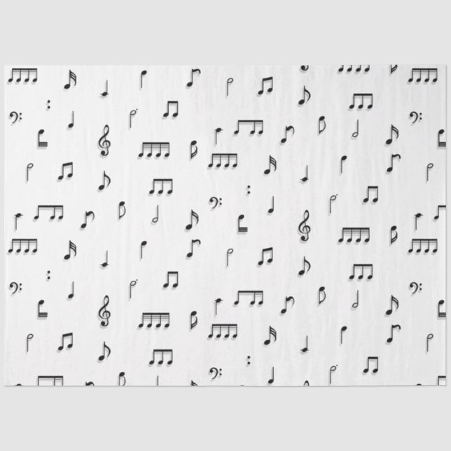 Symbol-Muster für schwarze und weiße Noten Seidenpapier (Vorderseite)