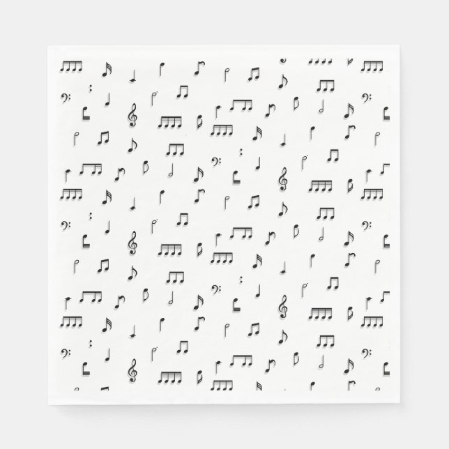 Symbol-Muster für schwarze und weiße Noten Serviette (Vorderseite)