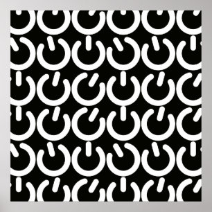 Symbol-Muster für Schwarzweiß-Power Poster