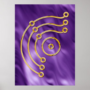 Symbol RUNA / GOLD, lila Wellen Poster