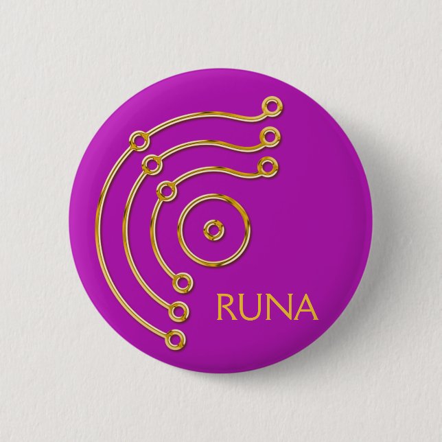 Symbol RUNA / GOLD, RUNA magenta Button (Vorderseite)
