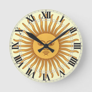 Symbol Sun Argentiniens Uruguay stellen mit Runde Wanduhr