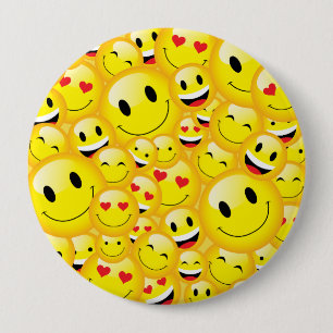 Symbol-Symbol-Muster des Gelben Emoji-Cartoon Button