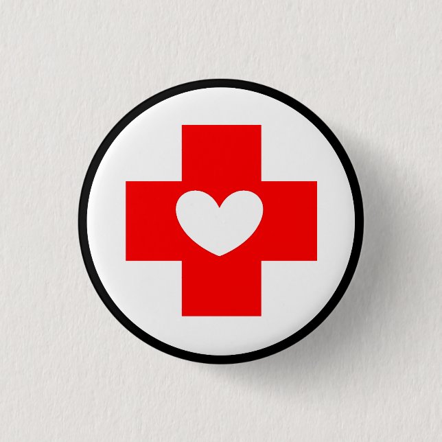 Symbol-Taste des Roten Kreuzes mit weißem Herzen Button (Vorderseite)