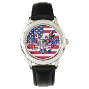 Symbol und Flagge des amerikanischen Adlers Armbanduhr