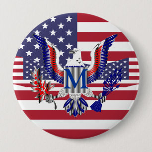 Symbol und Flagge des amerikanischen Adlers Button