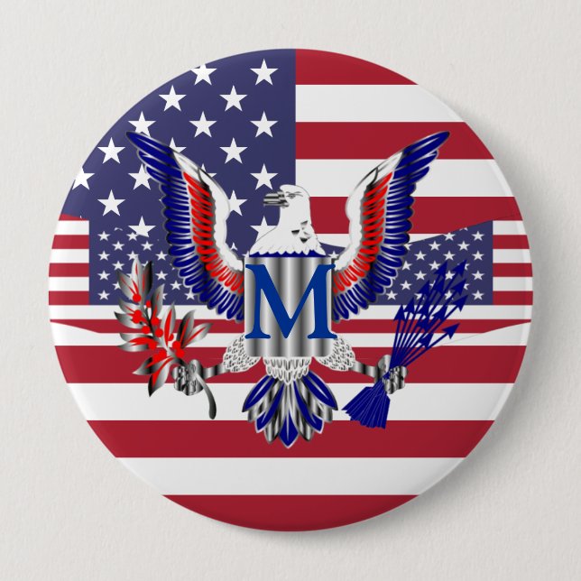 Symbol und Flagge des amerikanischen Adlers Button (Vorderseite)